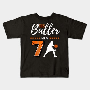 This Baller Is Now 7 7 Years Old Boys Basketball Kids T-Shirt